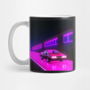 speeding on a neon highway Mug